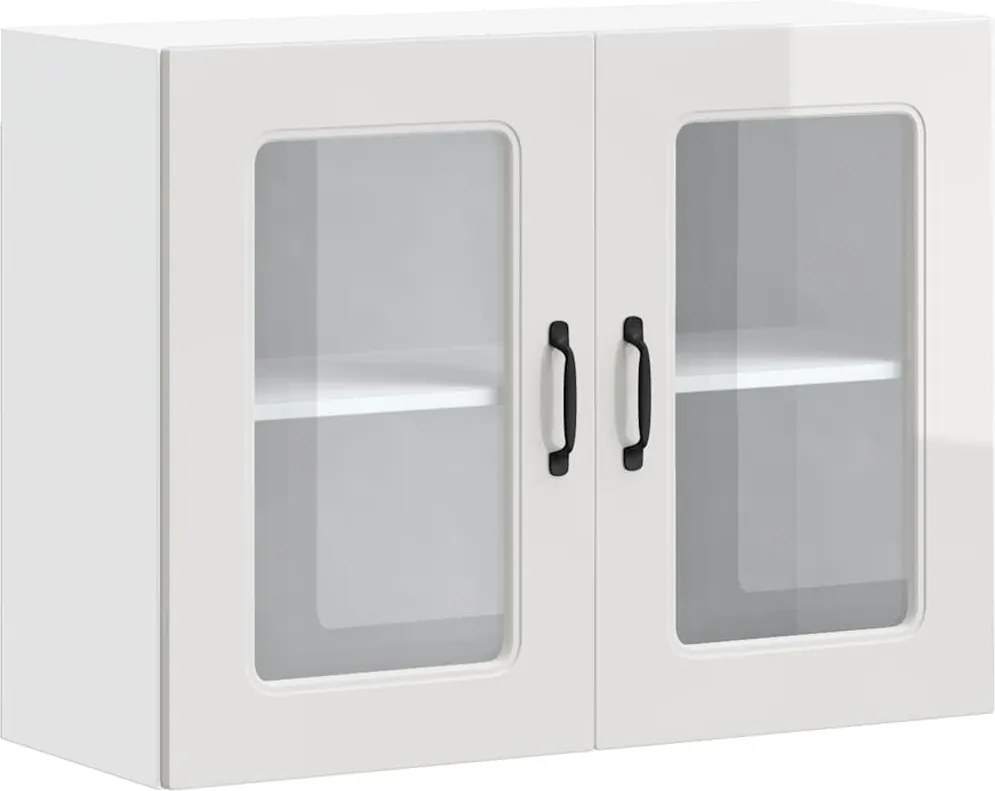 vidaXL Dulap bucătărie cu ușă sticlă Kalmar lemn prelucrat alb lucios