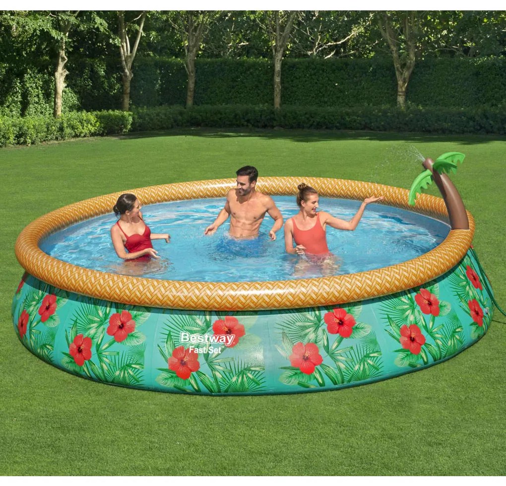 Bestway set de piscină gonflabilă fast set paradise palms, 457x84 cm