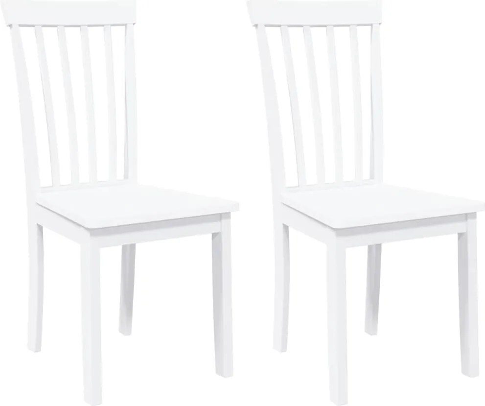 vidaXL Scaune de sufragerie 2 buc Cauciuc din lemn masiv alb