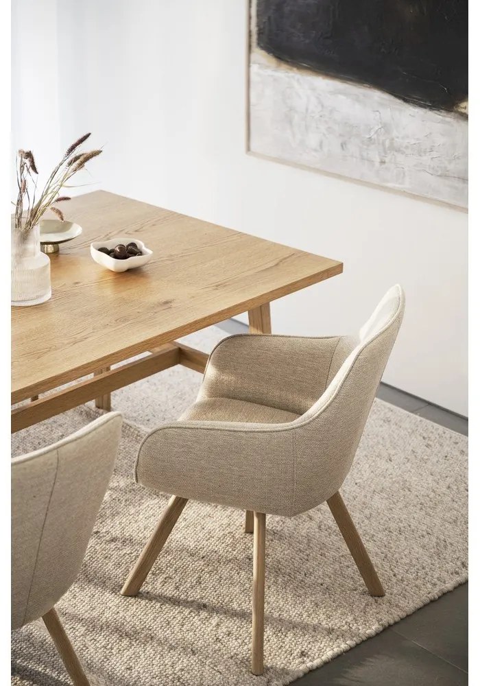 Masă de dining natural cu aspect de lemn de stejar 100x220 cm Plainfield – Rowico