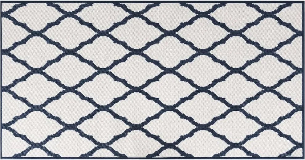 vidaXL Covor de exterior, bleumarin/alb, 80x150 cm, design reversibil