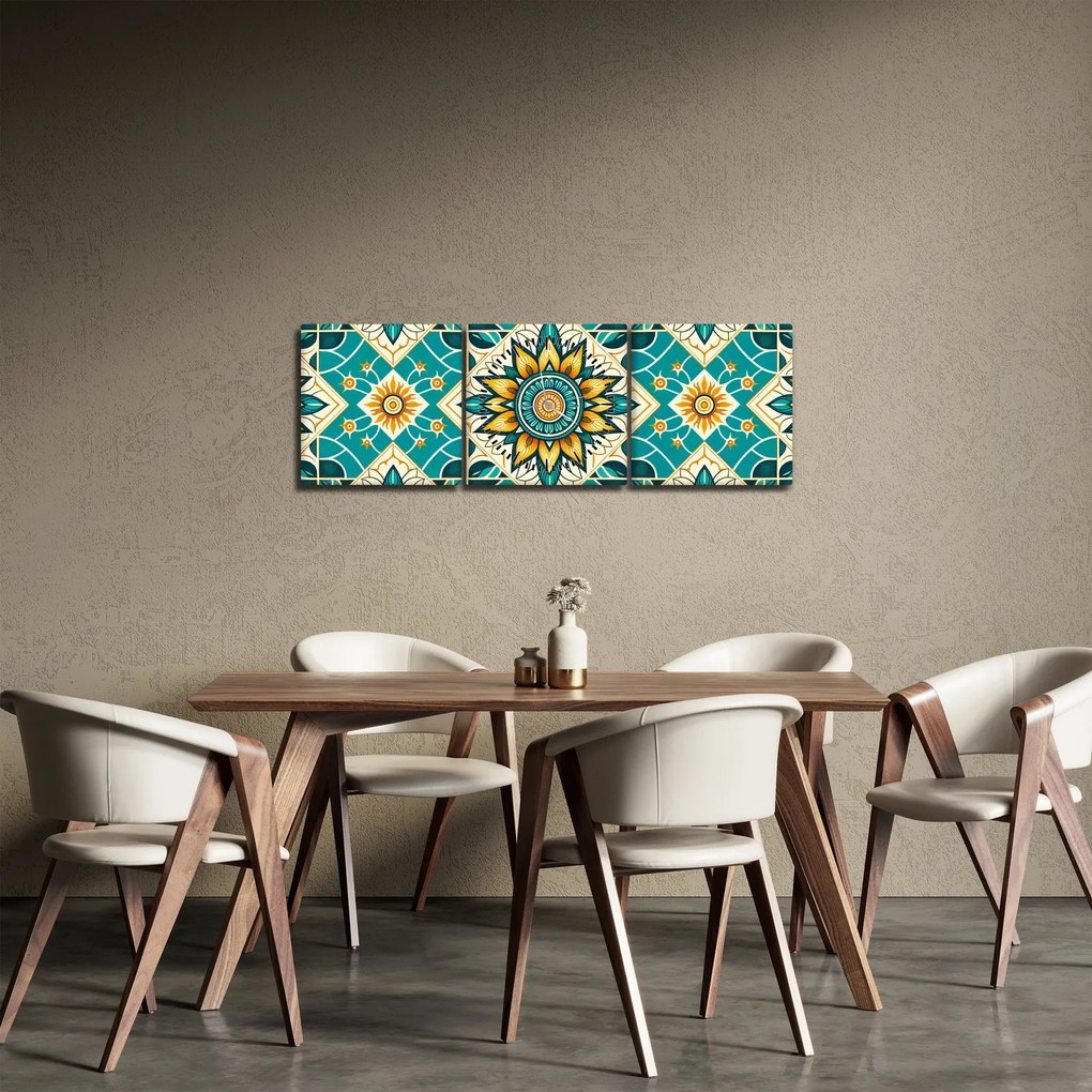 Tablou - Model turcoaz (cu ceas) (90x30 cm)