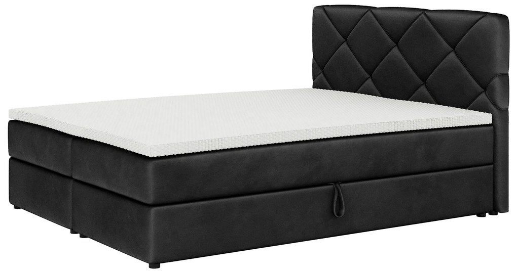 Pat matrimonial Boxspring 140x200 cm Karum (cu saltea și somieră) (negru). 1007768