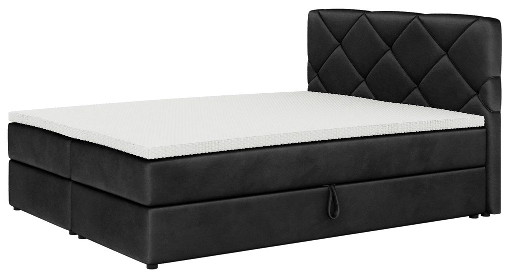 Pat matrimonial Boxspring 180x200 cm Karum (cu saltea și somieră) (negru). 1007788