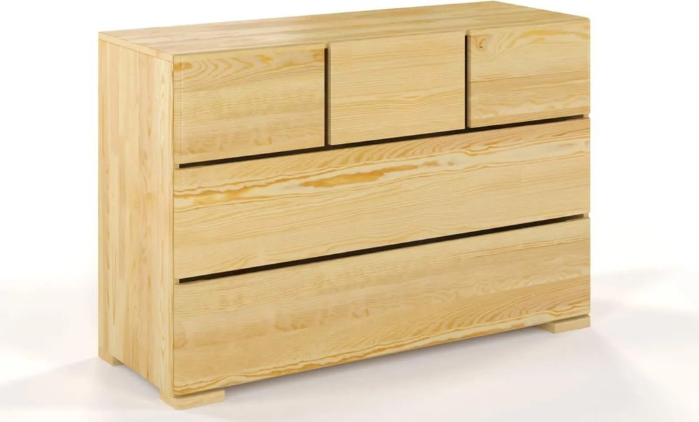 Comodă lemn masiv TerraCraft Pin 3+2 Sertare, 120 × 45 × 81 cm - Natural