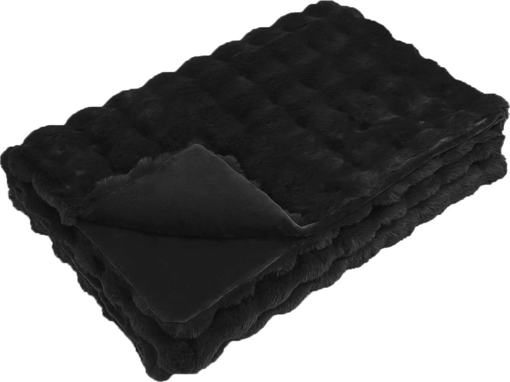 vidaXL Pătură din de iepure artificial antiderapantă Olite Negru