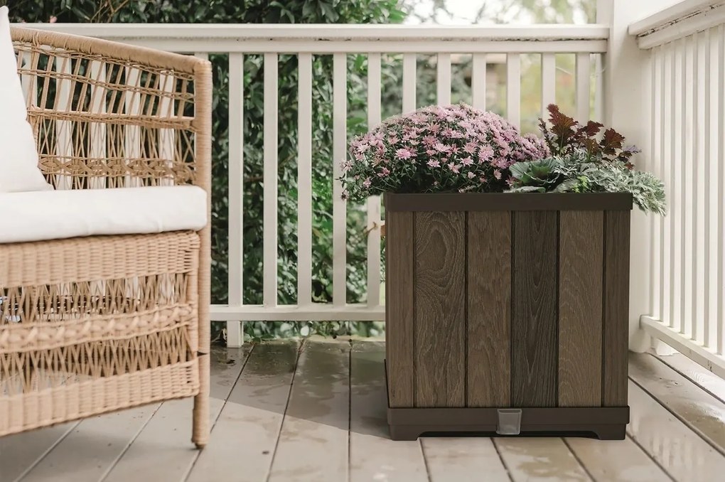 Ghiveci Keter Deco Square 45,5 x 45,5 x 45,5 cm, maro