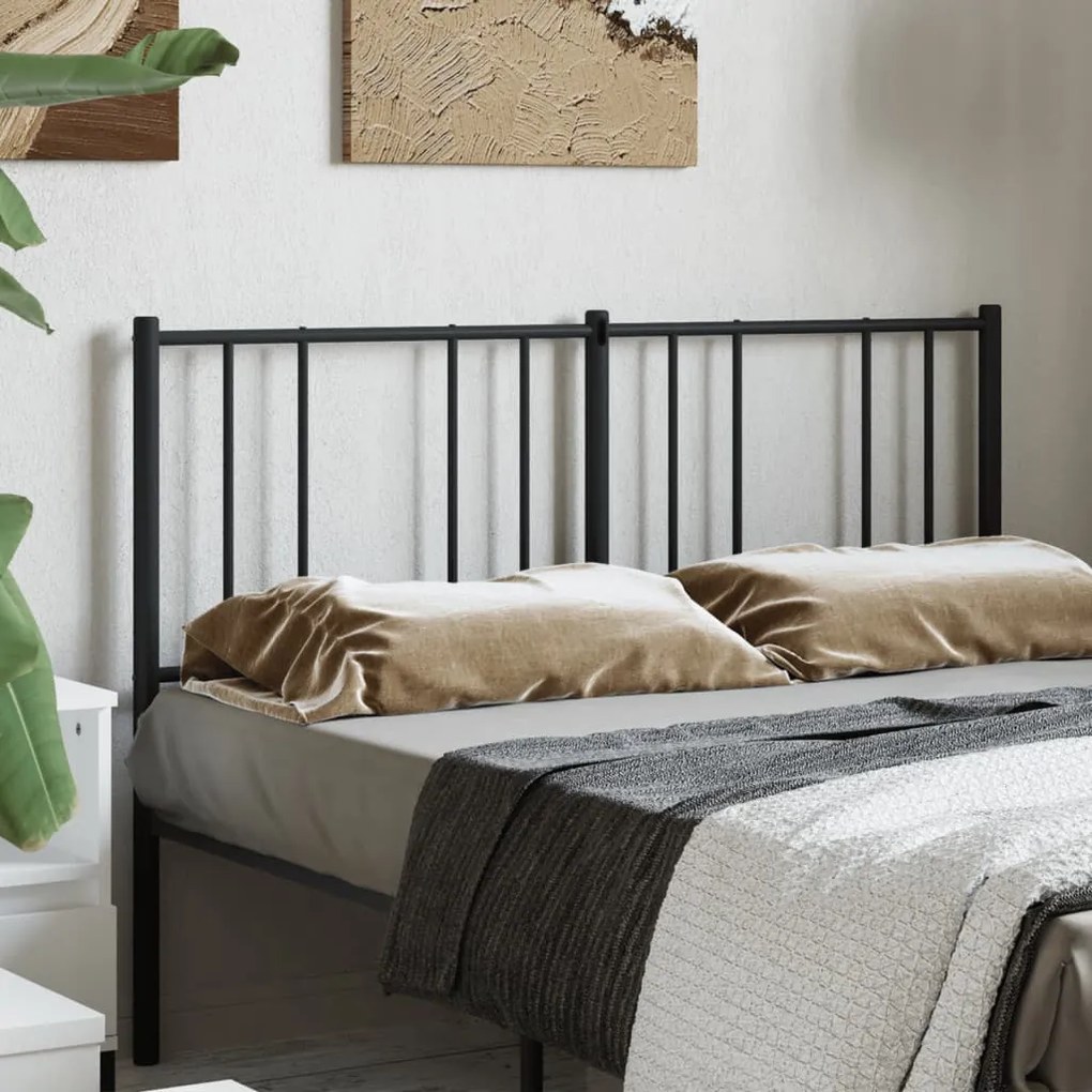 vidaXL Tăblie de pat metalică, negru, 160 cm