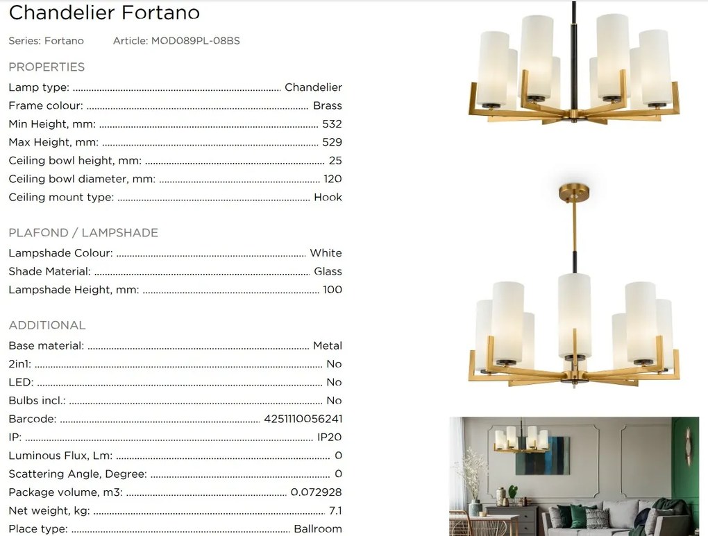 Candelabru 8 brate design modern Fortano MYMOD089PL-08BS