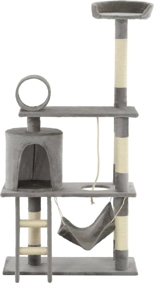 vidaXL Ansamblu de joacă pisici, cu stâlpi funie sisal, 140 cm, gri