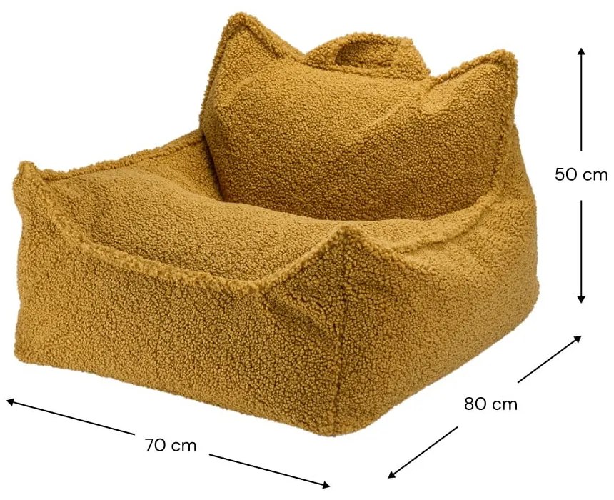 Fotoliu puf pentru copii maro cu tapițerie din țesătură bouclé Chair – Wigiwama