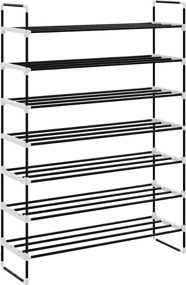 vidaXL Raft încălțăminte cu 7 etajere din metal și plastic, negru