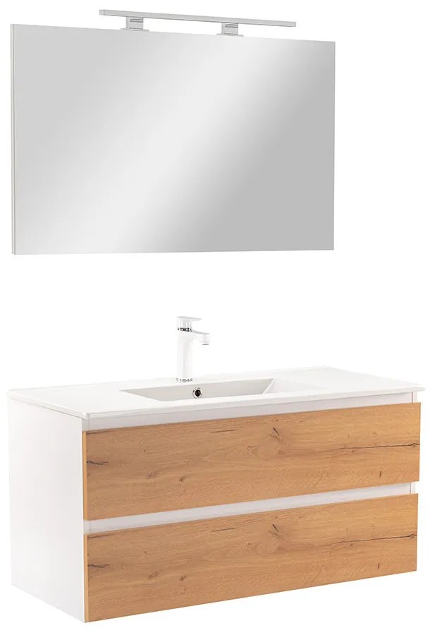 Mobilier complet de baie Vario Forte 100, stejar alb
