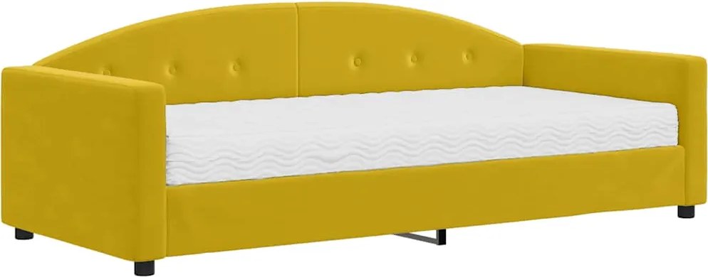 vidaXL Pat de zi cu saltea, galben, 90x200 cm, catifea