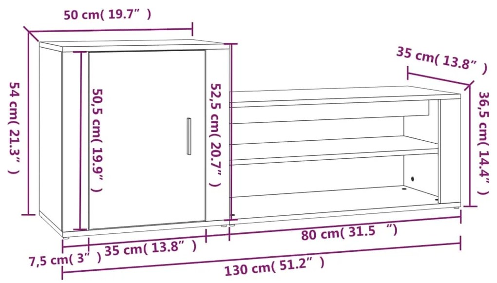 Pantofar, alb, 130x35x54 cm, lemn compozit 1, Alb