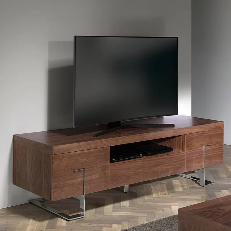 Comoda TV moderna cu design original si functional Wood and Chrome