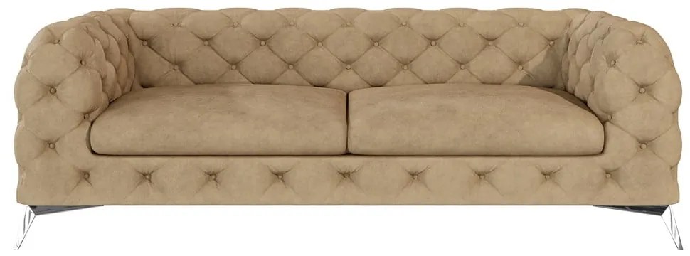 Canapea maro deschis cu tapițerie din catifea 225 cm Chelsea – Ropez