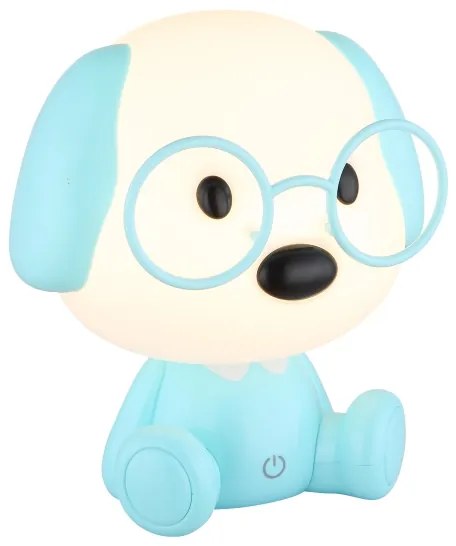 Veioză LED reîncărcabilă dimabilă de veghe pentru copii Globo 21761B PUPPY 1W/5V 500 mAh albastru