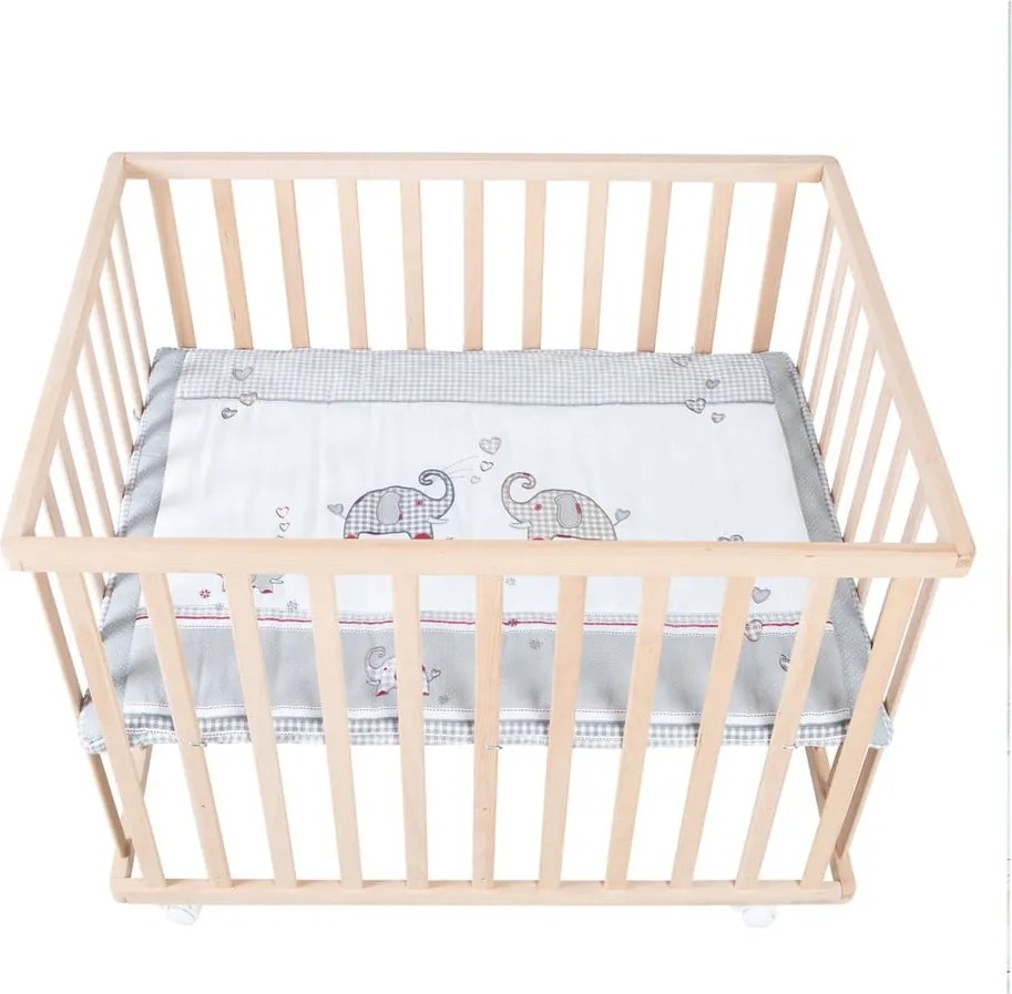 Țarc pentru copii în culoare naturală cu roți 100x75 cm Jumbo Twins – Roba