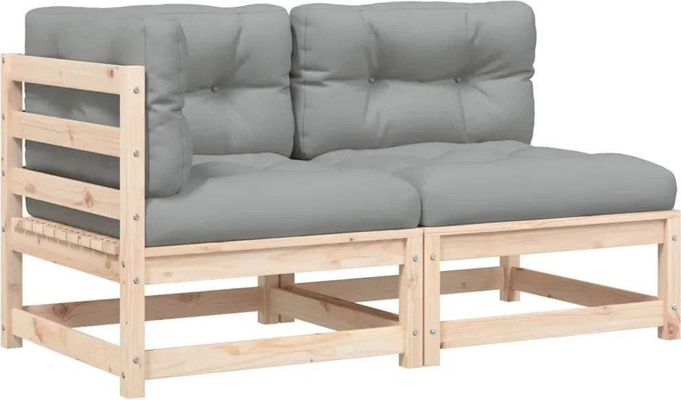 vidaXL Canapea de grădină cu 2 locuri, cu perne, lemn masiv pin