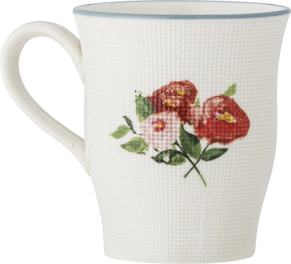 Cană din ceramică cu motive florale și margine albastră pictată manual, 310 ml, 9×10 cm, „Dorothy"