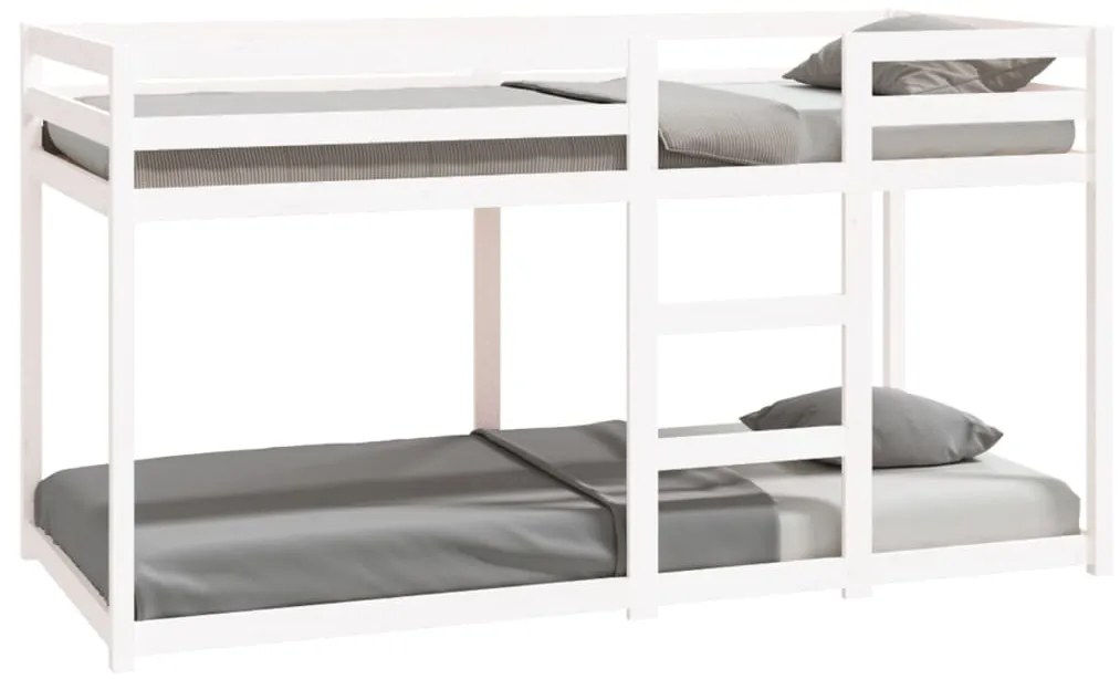821645 vidaXL Pat supraetajat, alb, 90x200 cm, lemn masiv de pin