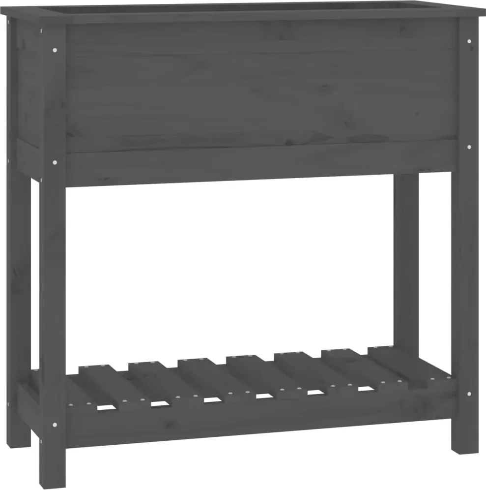 vidaXL Jardinieră cu raft, gri, 82,5x34,5x81 cm, lemn masiv de pin