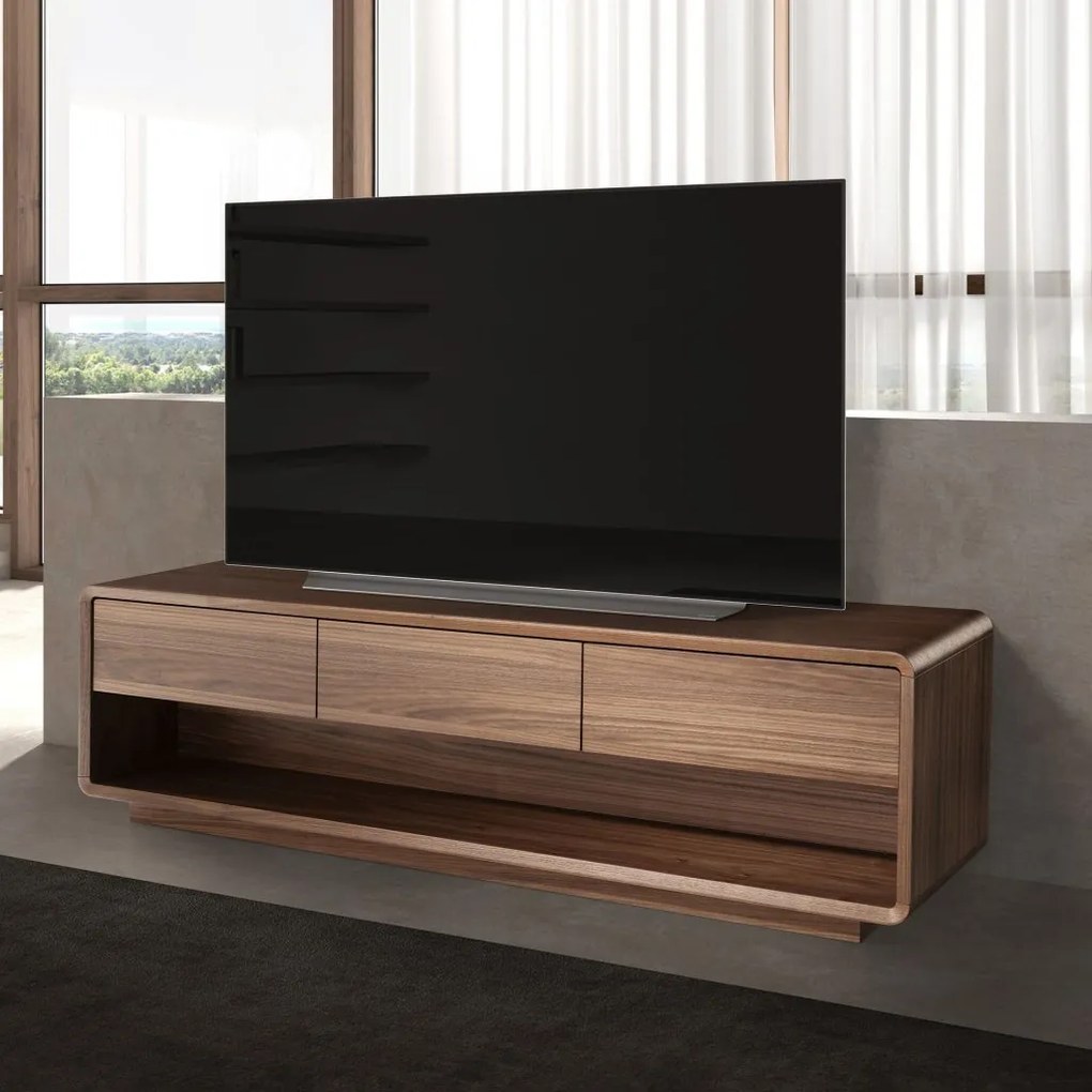 Comoda TV design LUX cu 3 sertare Walnut