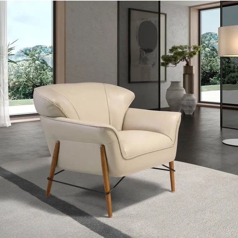Fotoliu design LUX cu tapiterie din piele Sand
