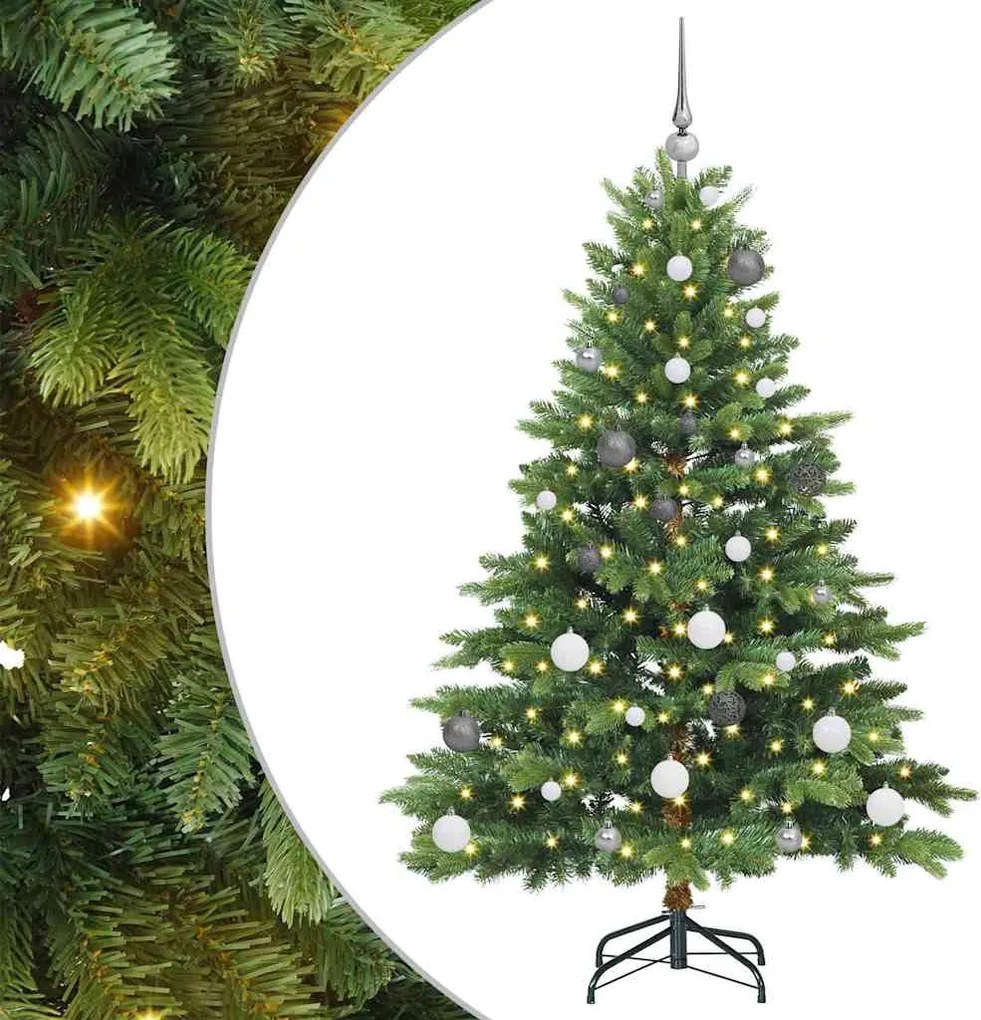 vidaXL Brad de Crăciun artificial cu 150 LED Verde 150 cm PE și PVC