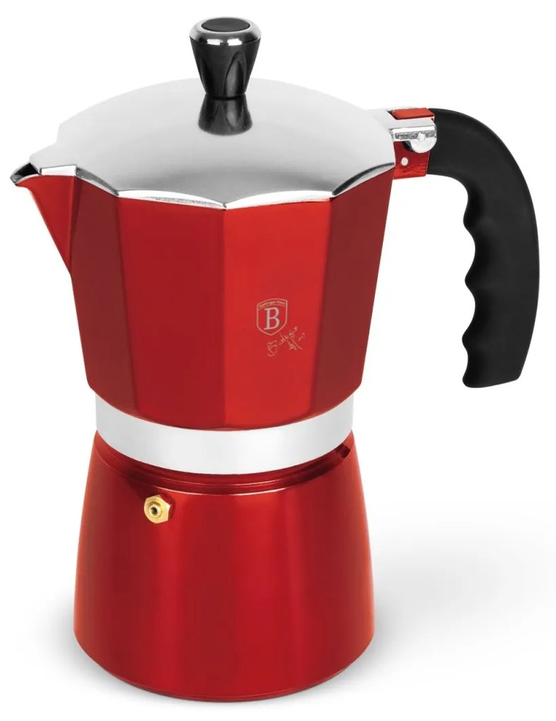 Expresor cafea 9 cesti Burgundy Metalic Line Berlinger Haus BH 8583, 450 ml, rosu