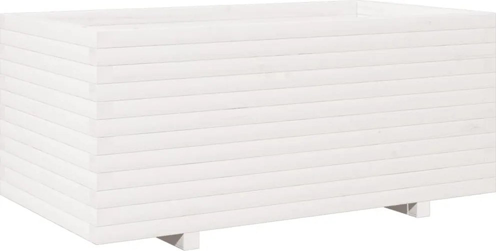 vidaXL Jardinieră de grădină, alb, 110x60x49,5 cm, lemn masiv de pin
