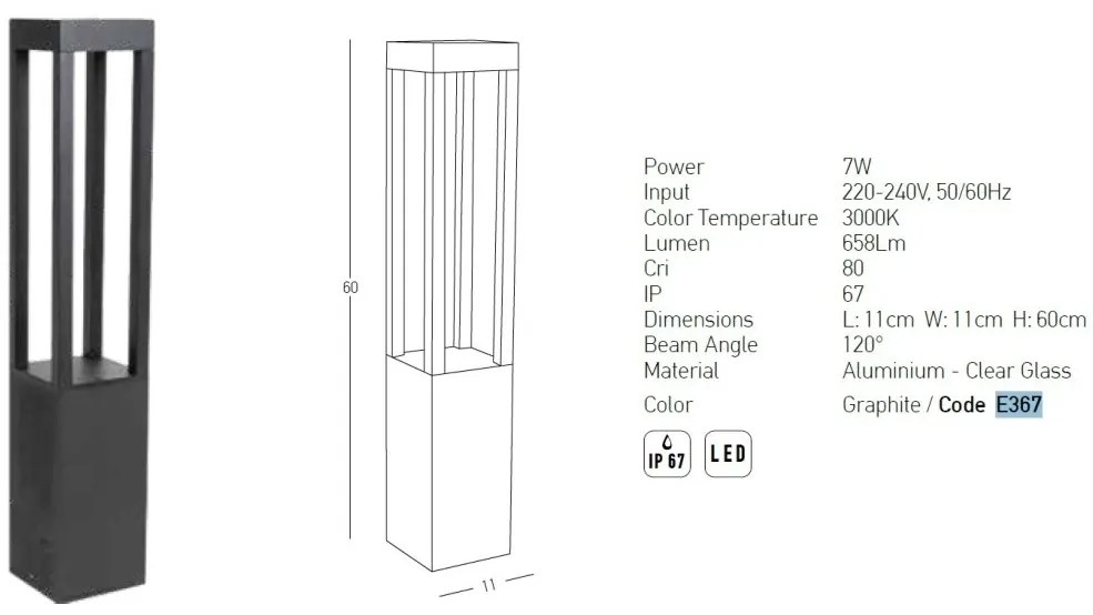 Stalp LED iluminat exterior modern IP67 Elias