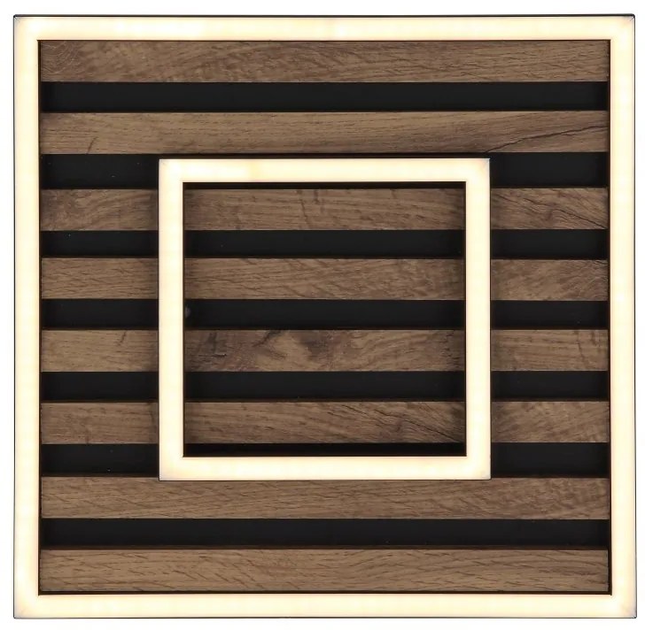 Plafoniera LED riflaj MDF cu efect de lemn WOODY 30x30cm