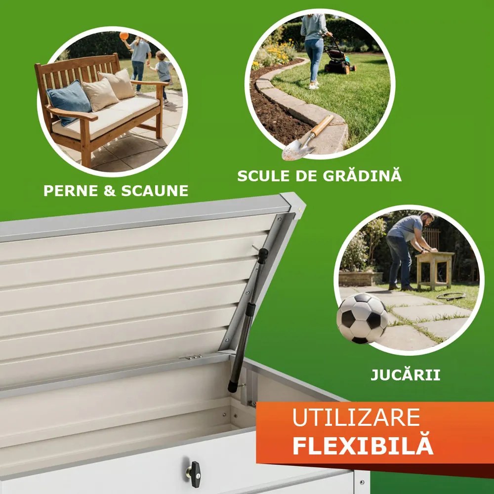 Cutie metalică de depozitare METALBOX, 385 l, 120×62×63cm, gri Gardebruk