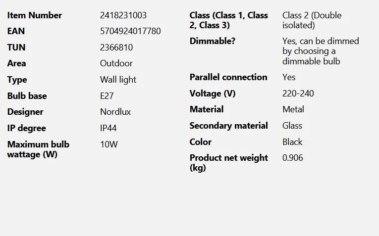 Aplica de exterior stil nordic IP44 Linas