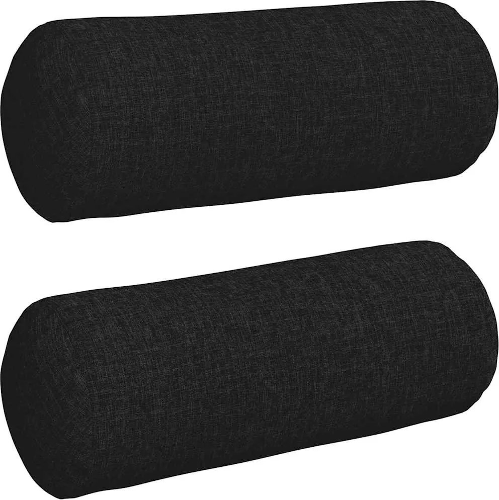 vidaXL Perne Bolster 2 pcs Negru Ø 15 x 40 cm țesătură