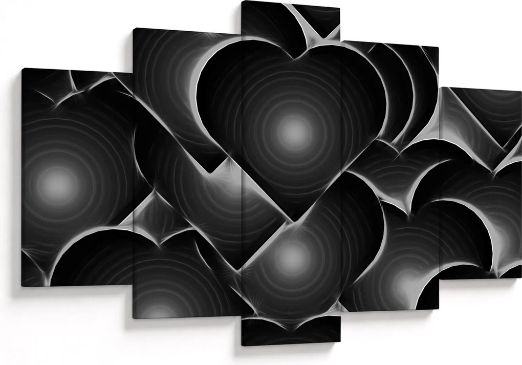 Tablou cu inimile alb - negre (150x105 cm)