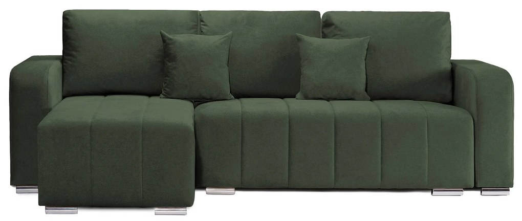 Coltar Extensibil 3 locuri Armando, cu ladă de depozitare, Verde - Gri, 240 x 147 x 85 cm