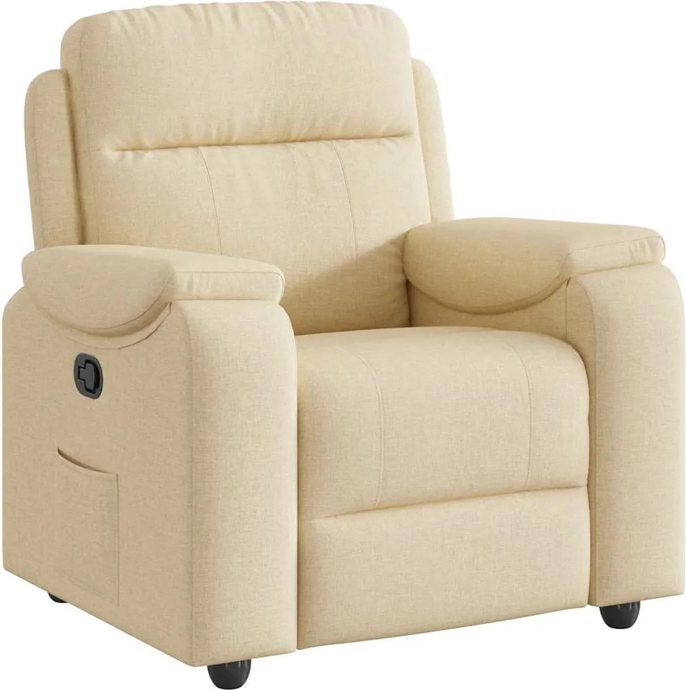 vidaXL Fotoliu rabatabil, crem, material textil