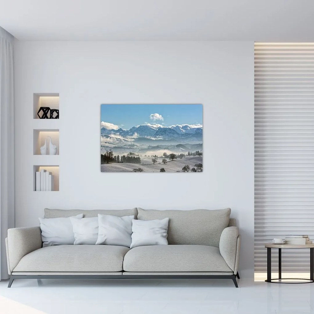 Tablou cu munții înzăpeziți (90x60 cm)