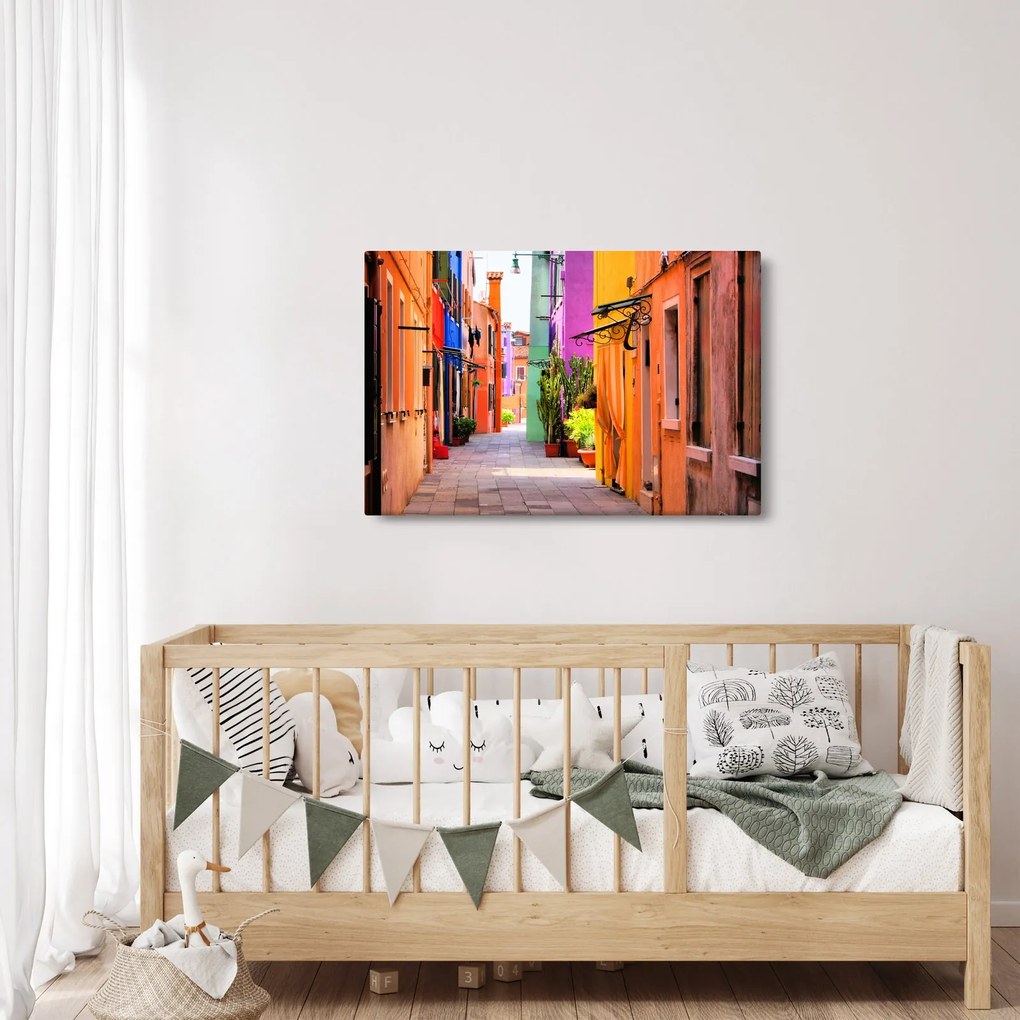 Tablou cu străduță colorata italiană (90x60 cm)