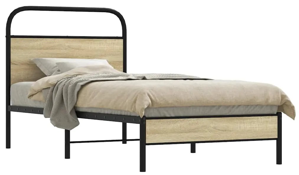 vidaXL Cadru de pat fără saltea 80x200 cm Lemn prelucrat stejar Sonoma