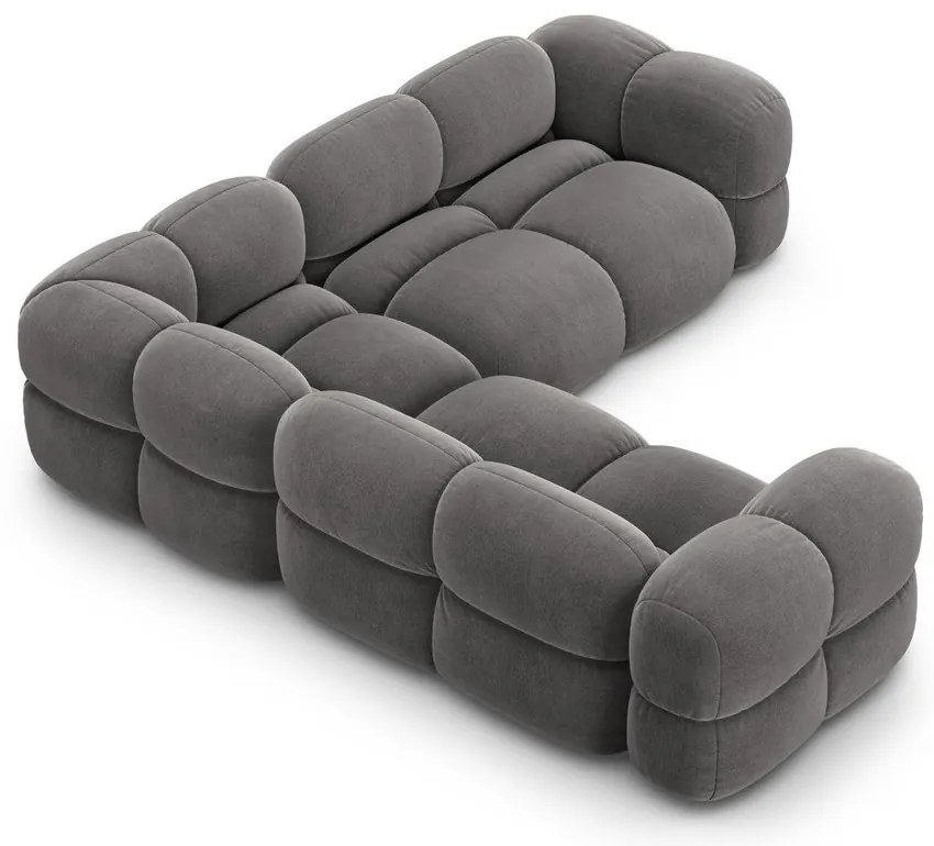 Colțar gri cu tapițerie din catifea Loretto – Cosmopolitan Design