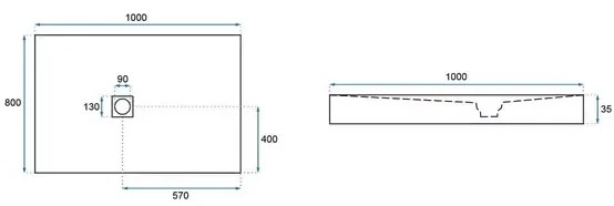 Cadita dus dreptunghiulara Rea Rock 80x100 negru