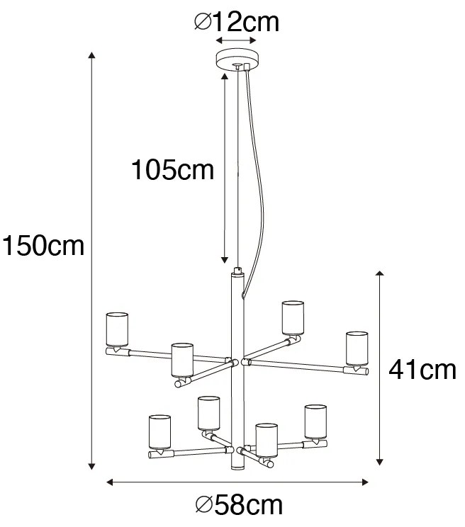 Lampă modernă cu pandantiv neagră cu 8 lumini - Osprey