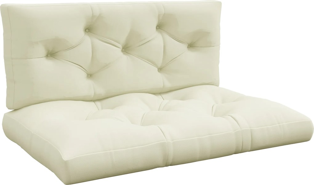 Outsunny Set 2 Perne de Grădină pentru Ședere și Spate cu Umplutură Groasă, Perne de Exterior din Poliester pentru Canapele și Paleți, Crem | Aosom Romania