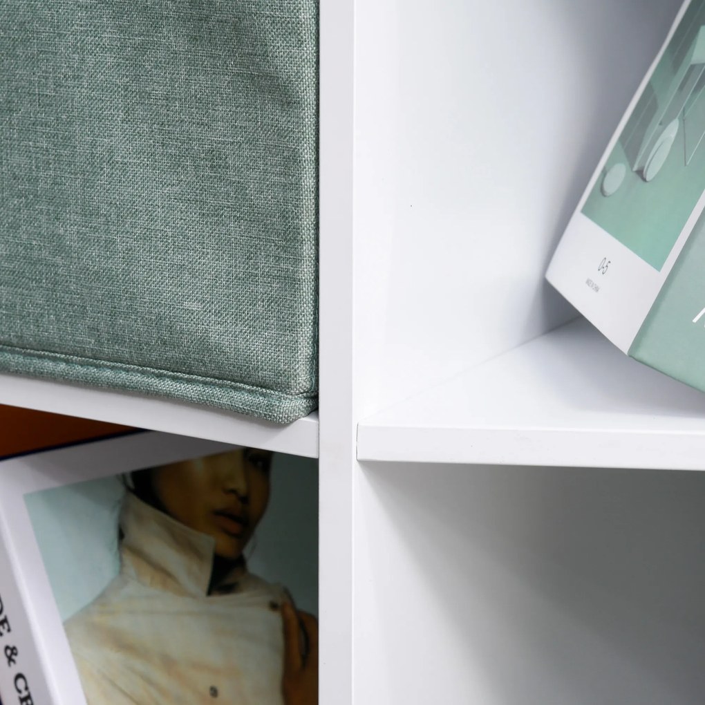 HOMCOM Mobilier de colț pentru depozitare mobilier pentru copii unitate de depozitare 9 nișe 3 sertare din material netesut MDF alb | Aosom Romania