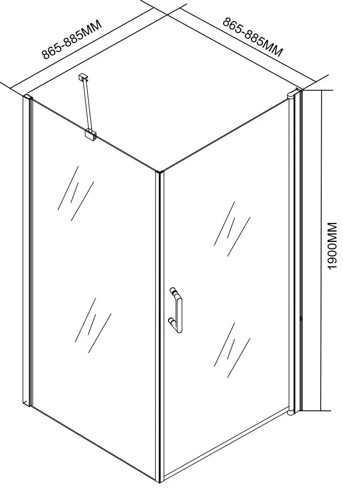 Cabină de duș pătrată simplă cu ușă batantă