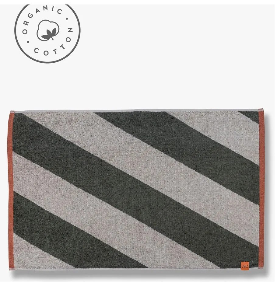 Covoraș de baie kaki din bumbac organic 50x80 cm Diagonal – Mette Ditmer Denmark
